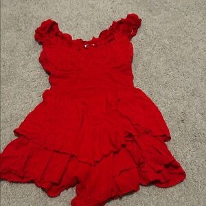 Red Ruffled Romper